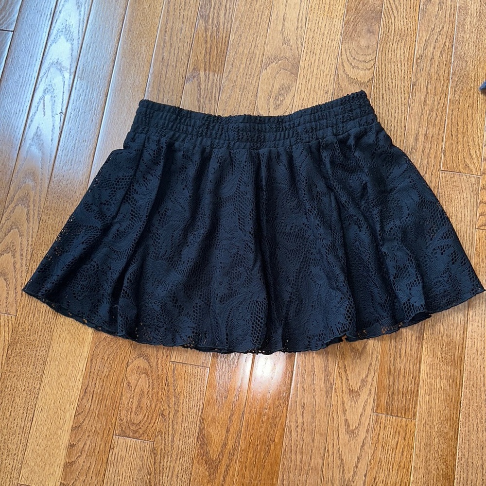 Sexy black lace skirt